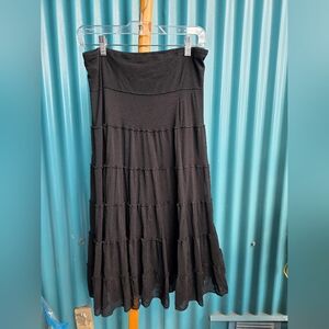 Max Studio Black A-Line Tiered Skirt